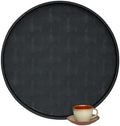 HofferRuffer Large Round Serving Tray 24'', Elegant Faux Leather Circle Ottoman Table Tray, Serve Tea Coffee Breakfast in Bedroom Living Room Kitchen (Classic Black) by HofferRuffer