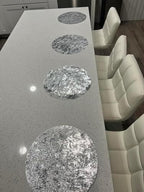 Disposable Silver Placemats Set of 100 Silver Doilies Charger Round Metallic Glitter Foil Pressed Dining Table Decoration Centerpieces for Party Wedding Birthday - Image 5
