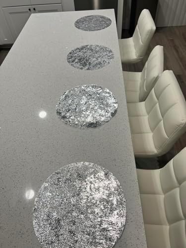 Disposable Silver Placemats Set of 100 Silver Doilies Charger Round Metallic Glitter Foil Pressed Dining Table Decoration Centerpieces for Party Wedding Birthday - Image 5