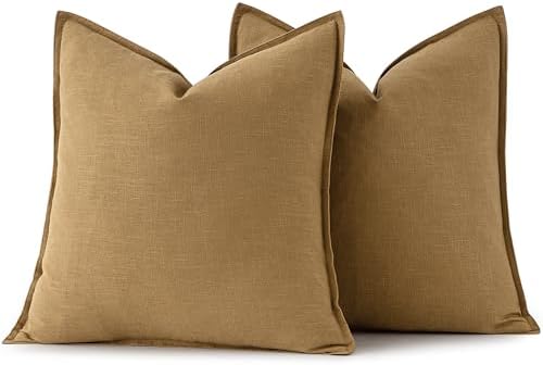 MIULEE Decorative Linen Pillow Covers 20x20 Inch Mustard Yellow - Image 6