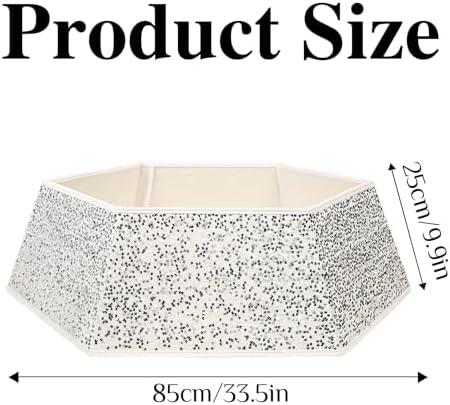 XmasExp Christmas Tree Collar, 33.5 inch Sequin Tree Skirt Stand Base Cover for Home Decor, Large Size 6 Piece, White - Image 2