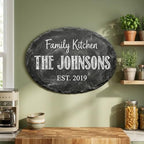 Personalized Family Kitchen Name Sign, Custom Faux Slate Chalkboard Plaque, Flat MDF Board with Realistic 3D Stone Print (Not Real Slate), Rustic Farmhouse Wall Decor for Dining Room - Image 4