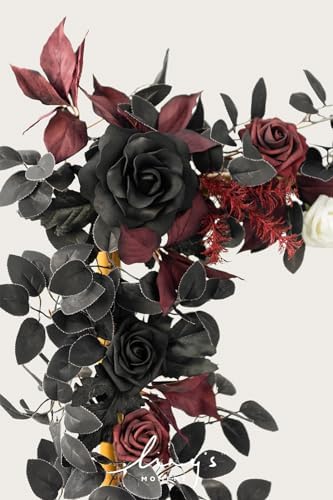 Ling's moment 5 FT Black Artificial Flower Garland - Image 3