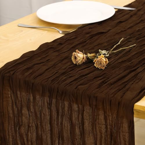 8 Pack Brown Cheesecloth Table Runner 120 Inch Boho Wedding Decor by Fixwal