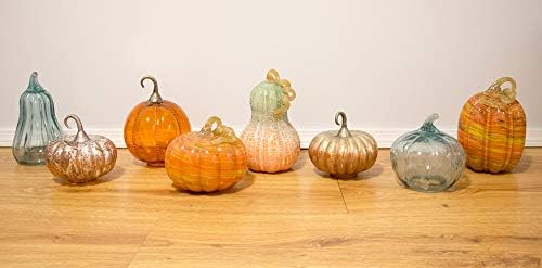 Boston International Decorative Handblown Glass Pumpkin Figurine, 7 x 10.5-Inches, Orange - Image 4