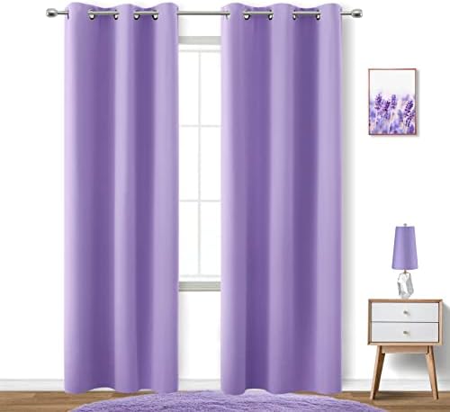 KOUFALL Lilac Purple Curtains 84 Inch Length for Girls Bedroom,2 Panels Set Room Darkening Blackout Kids Curtains for Toddler Princess,Violet Lavender by KOUFALL