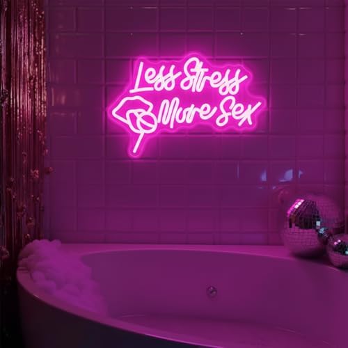 Less Stress More Sex Neon Sign, LED Neon Wall Art for Bar Bedroom Man Cave - Image 2