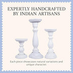 Mela Artisans Tuli Mango Wood Candle Holders - Shabby White, Set of 3 - Image 5