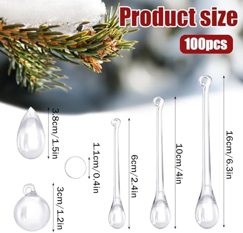 Vercraft 100 Pcs Christmas Tree Acrylic Hanging Ornaments,Clear - Image 2