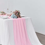 Pufogu 5 Pack 10Ft Pink Chiffon Table Runner Sheer 29x120 Inch - Image 6