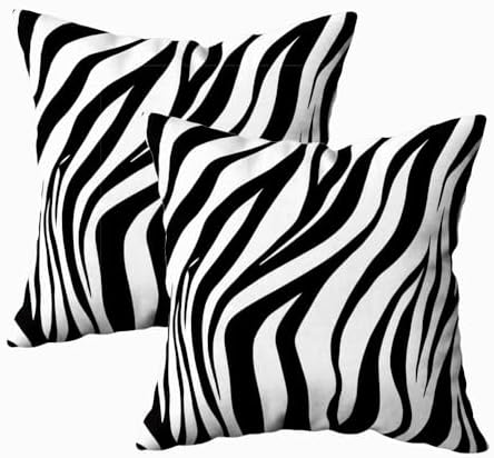 TOMWISH Black and White Zebra Print Throw Pillow Covers 24x24 in Sets of 2 by HOMEDECOR