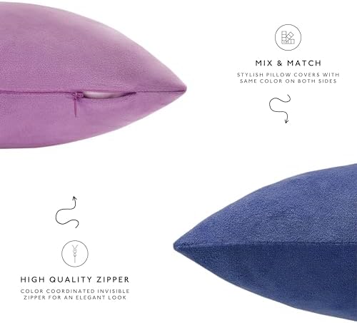 MONDAY MOOSE Decorative Throw Pillow Covers Cushion Cases, Set of 4 Soft Velvet Modern Designs, Mix and Match for Home Decor, Pillow Inserts Not Included (20x20 inch, Purple/Blue) - Image 4