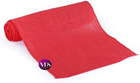 VDS Pack of 10, Burlap Table Runner 100% Natural Jute Rustic Hessian Table Cloth Centrepiece for Wedding Bridal Shower Birthday Event Party Banquet Table Decoration (Size 12X108 Inch)(Red) - Image 4
