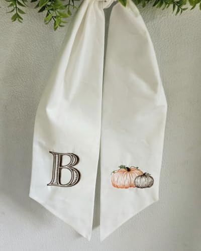 Monogram Wreath Sash, Fall Wreath Sash, Halloween Wreath Sash, Fall Decor, Front Door Decor, Custom Monogram Door Decor, Thanksgiving Door Decor, Harvest (Fall Pumpkins) - Image 4