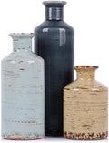 Ceramic Vase Set of 3-3 Vintage Vases Home Decor, Farmhouse Country Flower Vase, Vases for Centerpieces, Living Room Decoration, Table Decoration, Fireplace Decor, and Entrance Decorations by QIANLING