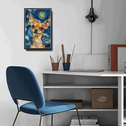 Metal Sign Vintage Tin Sign Chihuahua Starry Night Yapper Spirited Chihuahua in A Celestial Sky for Home Apartment and Seasonal Displays Waterproof Aluminum 12×16 Inches with Metal Frame - Image 5