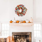 22 Inch Fall Front Door Wreath with Eucalyptus Lamb Ears Leaves and Berries, Autumn Fall Leaves Wreath with White Berries for Indoor and Outdoor, Festival Home Decor - Image 4