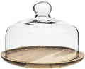 MyGift 7.5 Inch Glass Cloche Dome Dessert Tray with Acacia Wood Base by MyGiftHome
