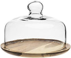 MyGift 7.5 Inch Glass Cloche Dome Dessert Tray with Acacia Wood Base by MyGiftHome