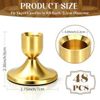 48 Pcs Brass Gold Taper Candle Holders Set Vintage Short Skinny Metal Candlestick Holders Small Low Candle Sticks for Dining Table Centerpiece Wedding Christmas Party Mantel Home Decor - Image 3