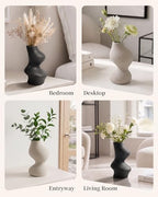 BosilunLife Decorative Vase Set of 3, Nested Curved Recycled Ceramic - Image 5