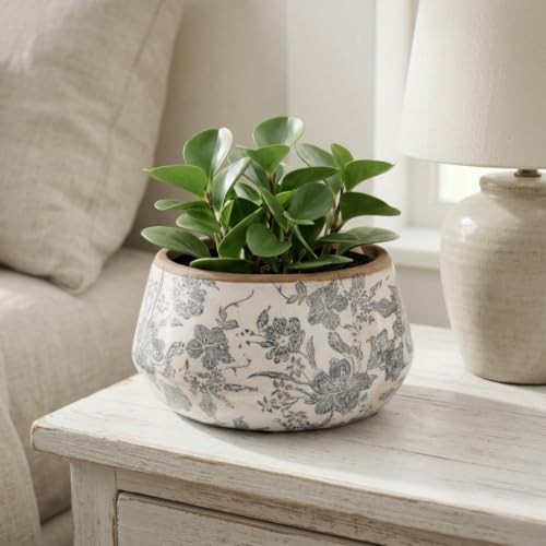 Ceramic Planter Pot, Grey Flower Pot with Drainage Hole, 7.8in - Image 6