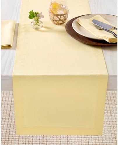 Solino Home 100% Pure Linen Table Runner Golden Straw Long, Fete 14 x 90 in by SolinoHome