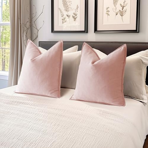 MIULEE Pack of 2 Pink Decorative Chenille Pillow Covers 20x20 Inch - Image 5