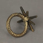 Set of 6 Mid-Century Starburst Napkin Rings, Antique Gold Cast Iron - Image 3
