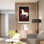 Chinese Lunar Year of the Horse Art Print – Energetic & Independent Zodiac Wall Decor with Red Peony Pattern for Home Apartment and Office Posters 8X12 in Wrapped Framed - Image 7