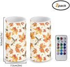 Fall Candles Battery Operated Flameless Candles with Remote and Timer Maple Leaf Hummingbird Electric Candles LED Flickering Candles for Home Farmhouse Room Bedroom Holiday Decorations - Image 3