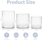 Set of 3 Hand Blown Glass Hurricane Candle Holders, Clear Seeded Bubbles Cylinder Pillar Candle Vases in 5/7/8 Inch, Farmhouse Table Centerpieces for Living Dining Kitchen Island - Image 2