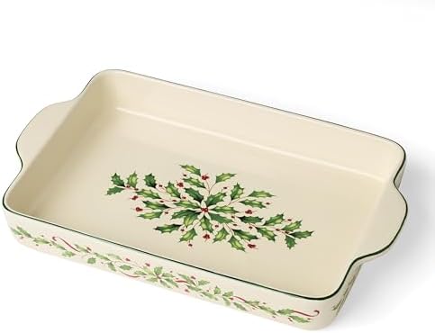 Lenox Holiday Stoneware Large Rectangular Christmas Baking Dish by Lenox
