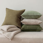 MIULEE Green and White Boho Linen Pillow Covers 20x20 Inch Pack of 4 - Image 7