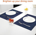 Navy Blue Vinyl Placemats Set of 12, Heat Resistant Table Placemats - Image 5
