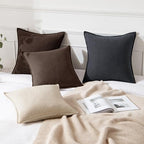 MIULEE Decorative Linen Pillow Covers 20x20 Inch Reddish Brown - Image 4