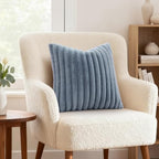 decorUhome Fall Faux Fur Throw Pillow Covers 26x26 Set of 2 Grey Blue - Image 4