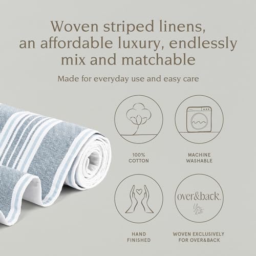 Over&Back 18x108 Woven Striped Table Runner - Washable Table Runners for a Custom Home Decor Tablescape - Coffee Table, Dinner Table, Living Room - Blue - Image 2