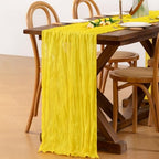 Yellow Cheesecloth Table Runner Boho Wrinkled Gauze Table Runners - Image 3