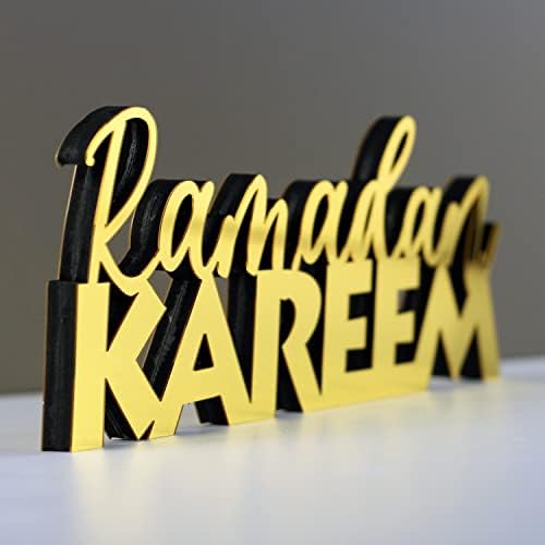 iwa concept | Wooden Acrylic Islamic Tabletop Decors | Ramadan Kareem and Eid Mubarak Decoration | Muslim Gifts | (Ramadan Kareem-6, Gold) - Image 3