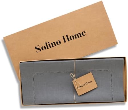 Solino Home 100% Pure Linen Table Runner Gray, Classic Hemstitch 14 x 72 in - Image 5
