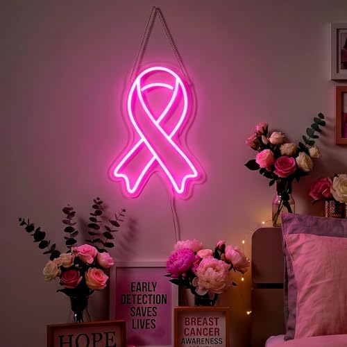 Zhengmy Breast Cancer Awareness Neon Sign, USB Powered Pink Ribbon Light by Zhengmy