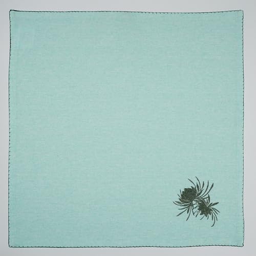 Luxury Embroidered Cloth Napkins – Green Bloom, Set of 6, 18x18 | Sage Green Dinner Napkins with Floral Embroidery | Elegant Cotton Blend Table Napkins for Holiday Hosting, Weddings - Image 6