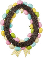 Glitzhome 18" H Easter Wreath with Artificial Easter Eggs Berries for Front Door Wall Decor, Spring Easter Egg Shaped Garland with Colored Eggs Bow Knot Holiday Decoration - Image 6