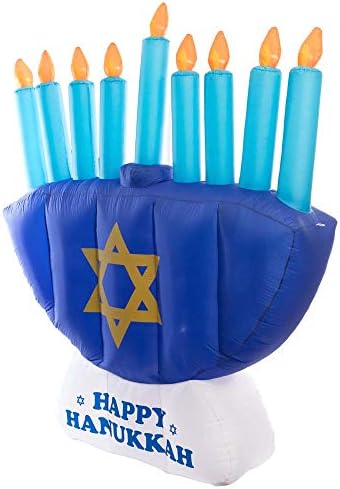 8 FT Giant Hanukkah Inflatable Menorah - Yard Decor with Built-in Bulbs, Tie-Down Points, and Powerful Built in Fan - Image 5
