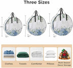 36 Inch Round Storage Bag 1 Pack,Green Eucalyptus Leaf Blue Hydrangea Waterproof Wreath Storage Container with Handles&Zipper Blossom Floral Closet Organizer Bags Garland Box - Image 7