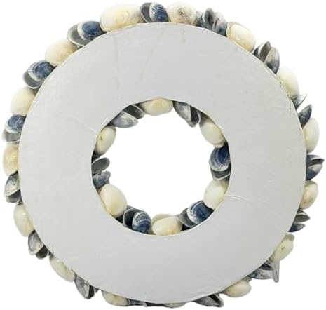 Natural Seashell Wreath w/Shells, Starfish, Pearls, Sea Snails - Spring & Summer Coastal Decor Beach House Indoor Door Wreath, 18in Dark Blue - Image 3