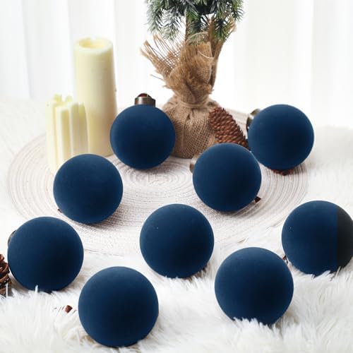 Liliful 15 Pcs Velvet Christmas Ball Ornaments, Navy Blue - Image 4