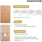 KINGSTONE 14 x 120 Inches Frayed Edge Table Runner, 270G Heavyweight Sand Washed Slub Texture Cotton Linen for Modern Farmhouse, Rustic Home Decorations Dining Room Wedding Boho Decor, Natural - Image 2