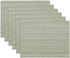 ZeeMart Linen Checked Farmhouse Placemats Set of 6, Seeding Green 13x19in - Image 7